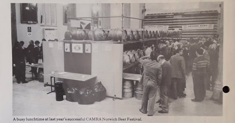 The main stillage at the 1982 Norwich Beer Festival